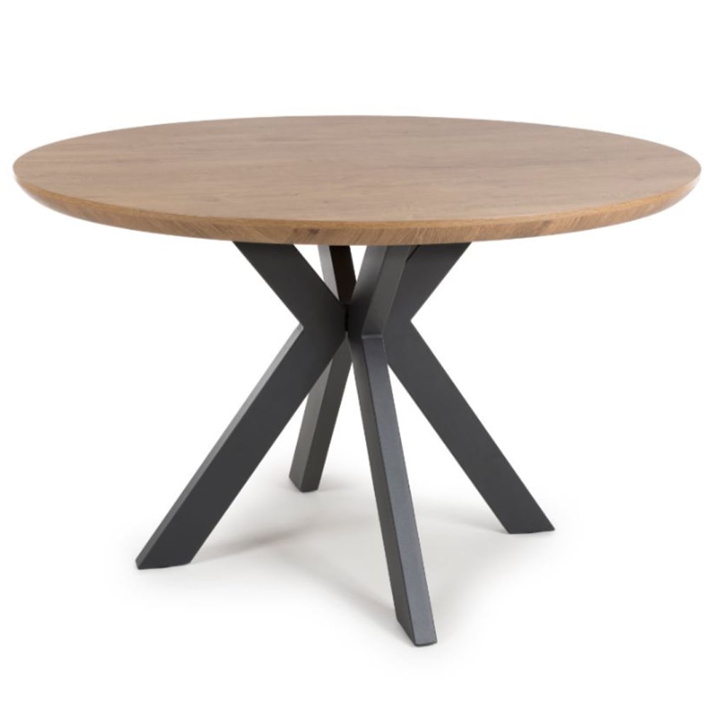 Beloit Medium Wooden Round Dining Table In Rustic Oak