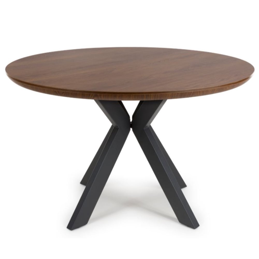 Beloit Medium Wooden Round Dining Table In Smoked Oak