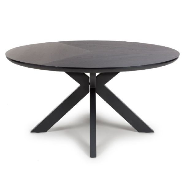 Beloit Wooden Large Round Dining Table In Black | Bed Sava