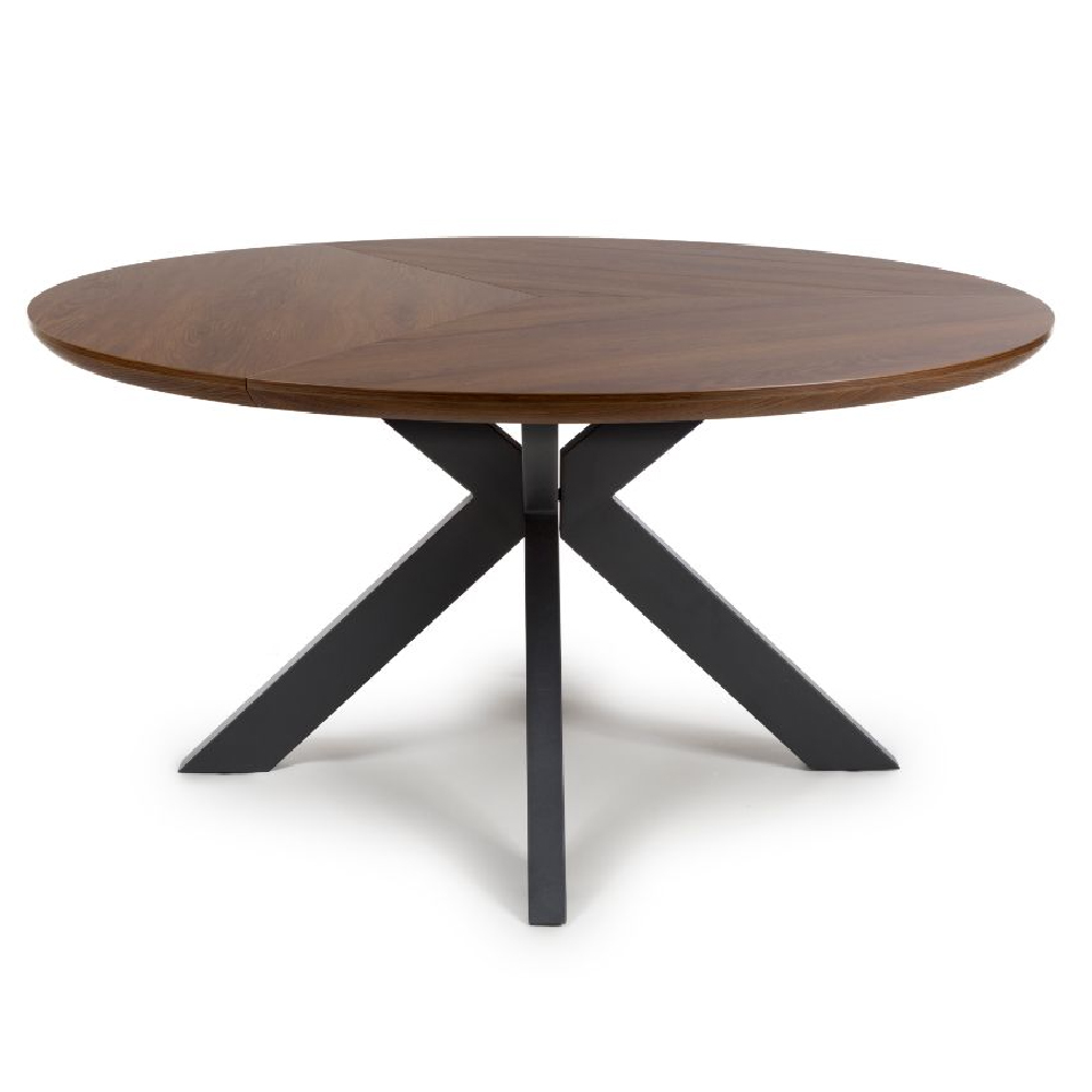 Beloit Wooden Large Round Dining Table In Smoked Oak