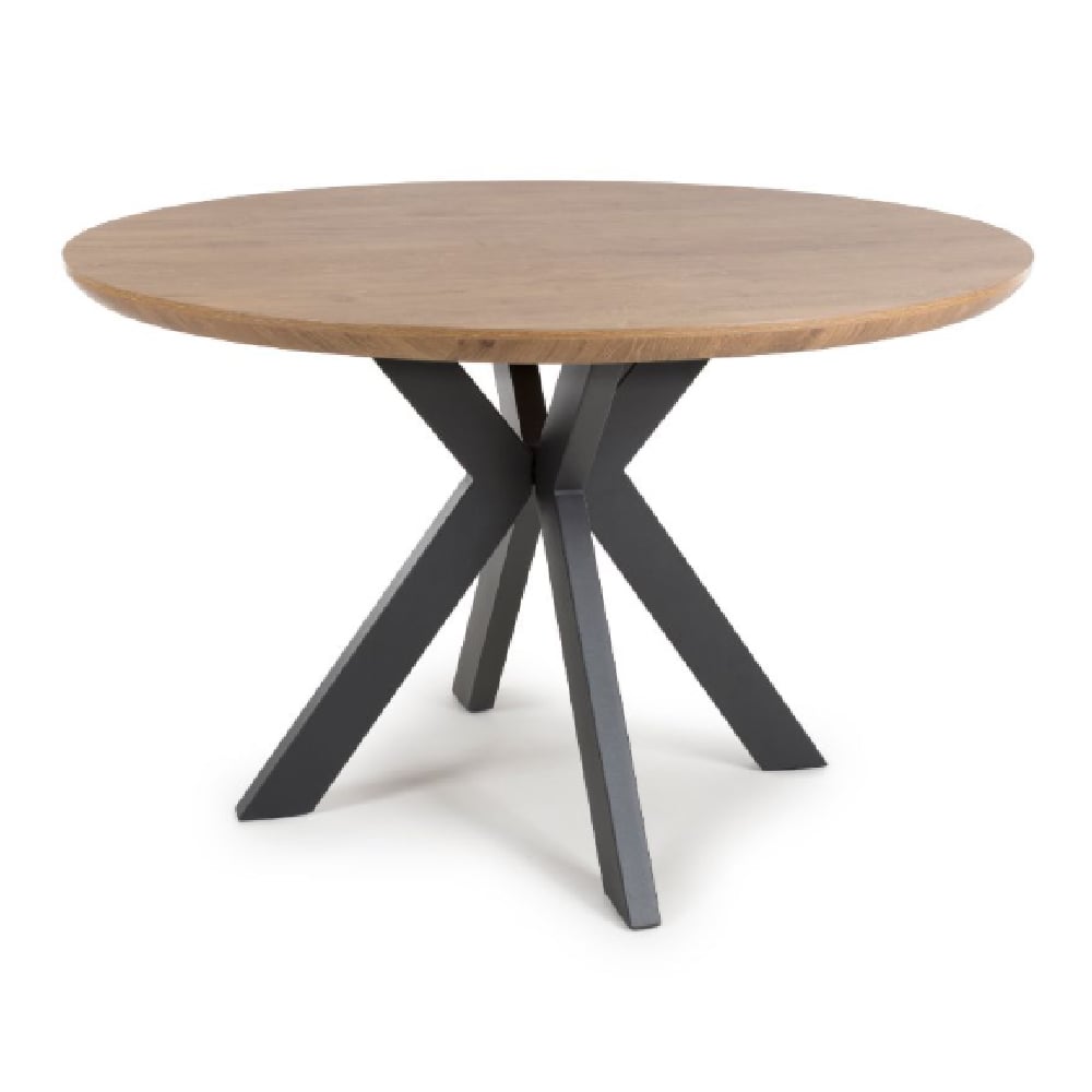 Beloit Wooden Medium Round Dining Table In Rustic Oak