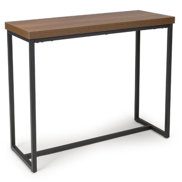 Beloit Wooden Rectangular Console Table In Smoked Oak | Bed Sava