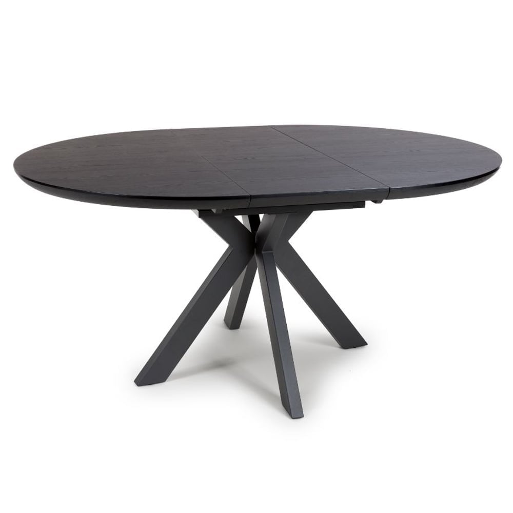 Beloit Wooden Round Extending Dining Table In Ash Black