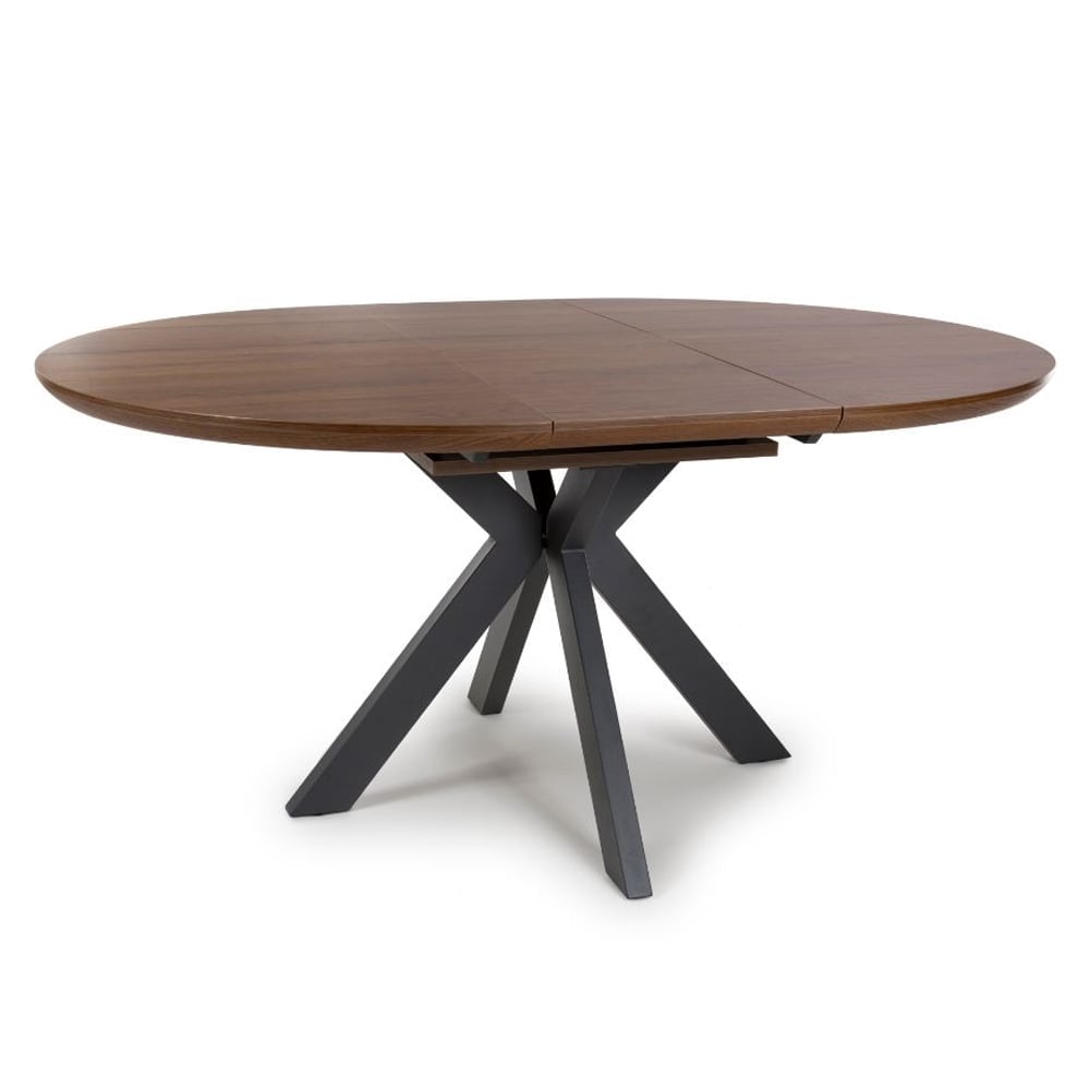 Beloit Wooden Round Extending Dining Table In Smoked Oak