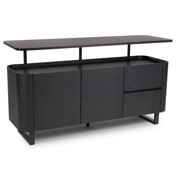 Beloit Wooden Sideboard With 2 Doors 2 Drawers In Ash Black | Bed Sava