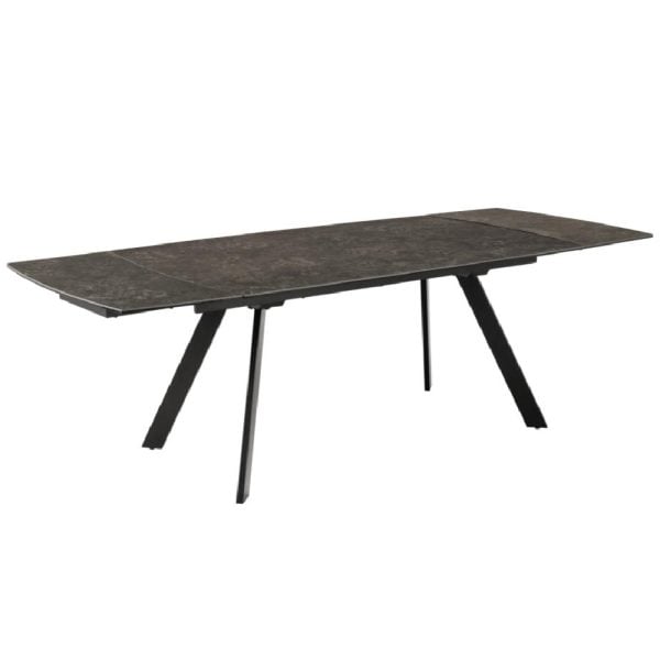 Belton Ceramic Extending Dining Table In Black | Bed Sava