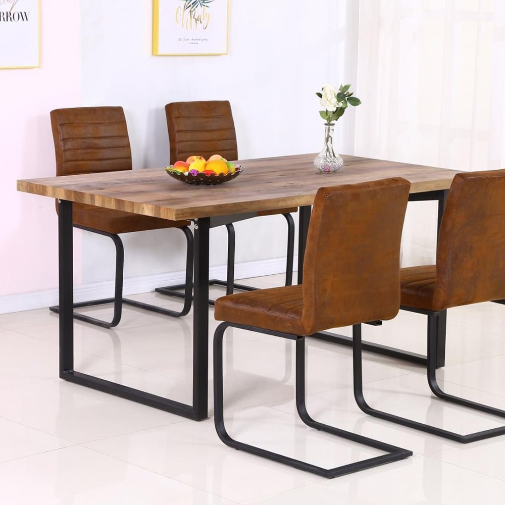 Belton Wooden Dining Table In Natural And Black