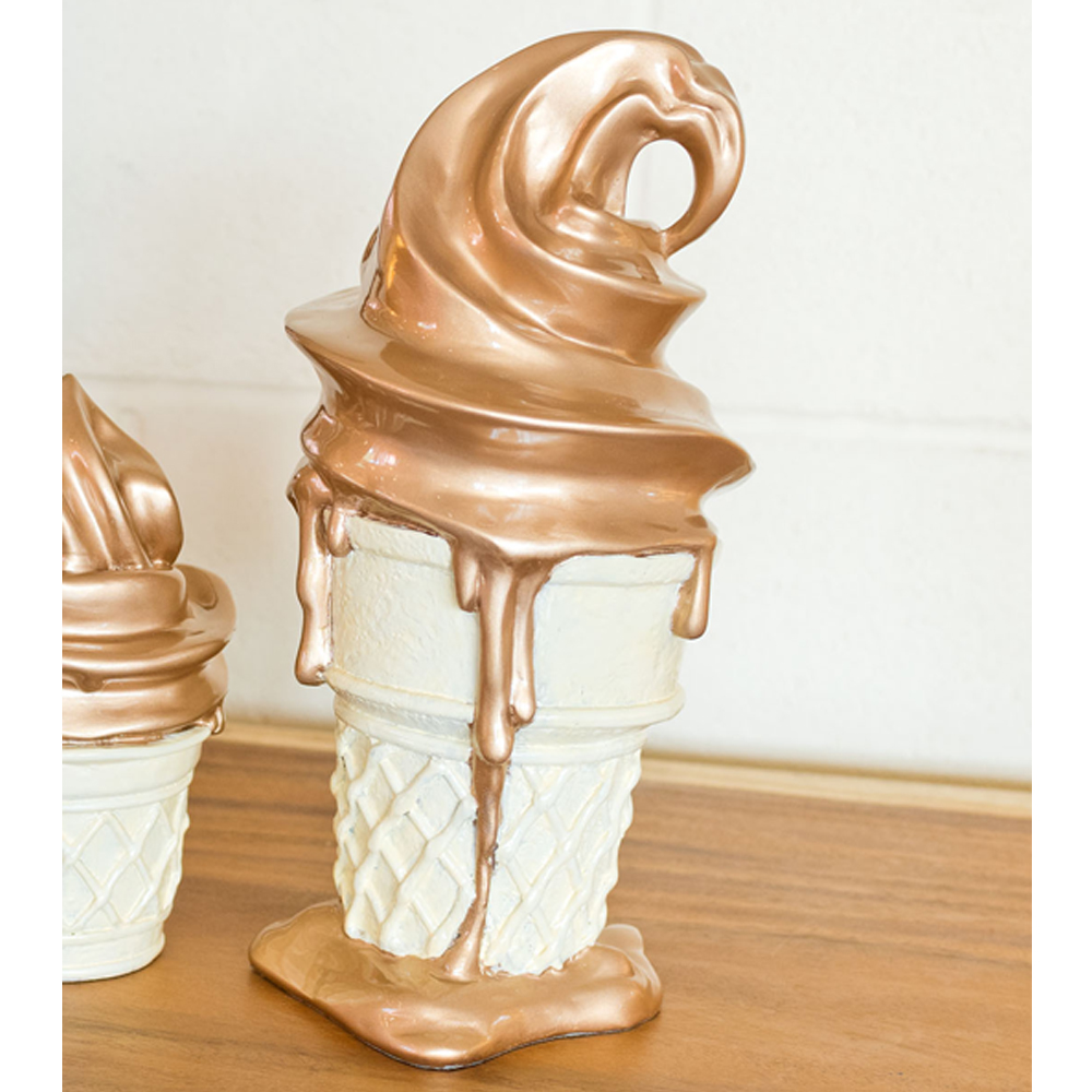 Benanti Large Resin Ice Cream Cone Sculpture In Brown