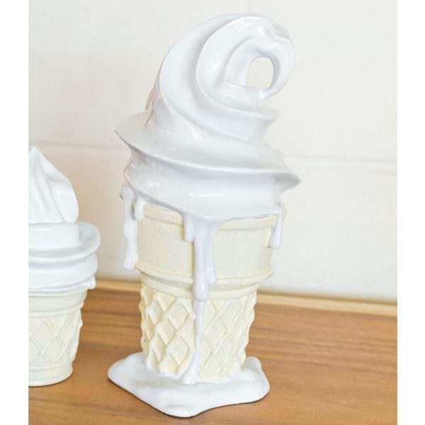 Benanti Large Resin Ice Cream Cone Sculpture In White | Bed Sava