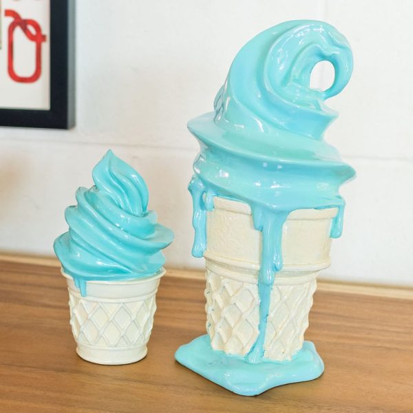 Benanti Resin Set Of 2 Ice Cream Cone Sculpture In Mint | Bed Sava