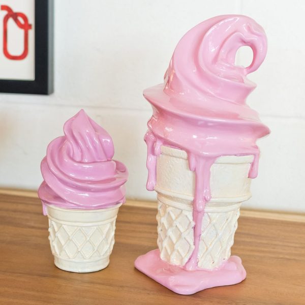 Benanti Resin Set Of 2 Ice Cream Cone Sculpture In Pink | Bed Sava