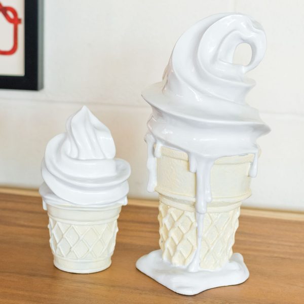 Benanti Resin Set Of 2 Ice Cream Cone Sculpture In White | Bed Sava