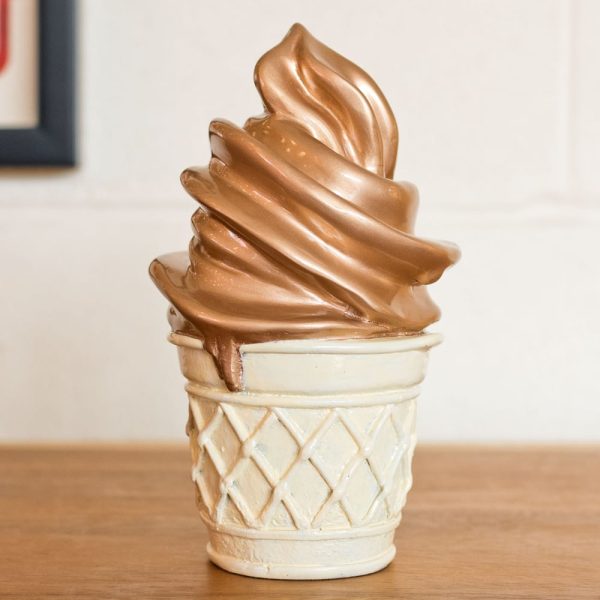 Benanti Small Resin Ice Cream Cone Sculpture In Brown | Bed Sava