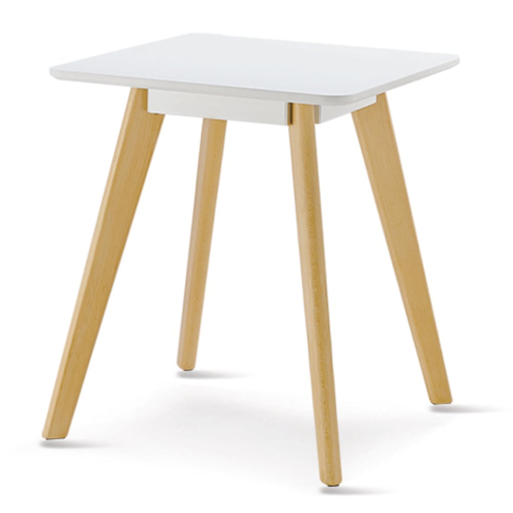 Benecia Wooden Square Lamp Table With Oak Legs In White