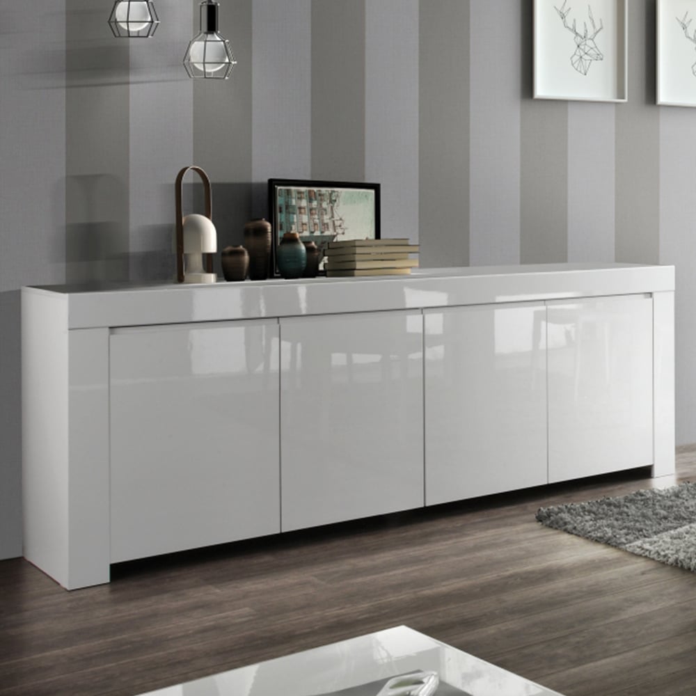 Benetti High Gloss Sideboard With 4 Doors In White