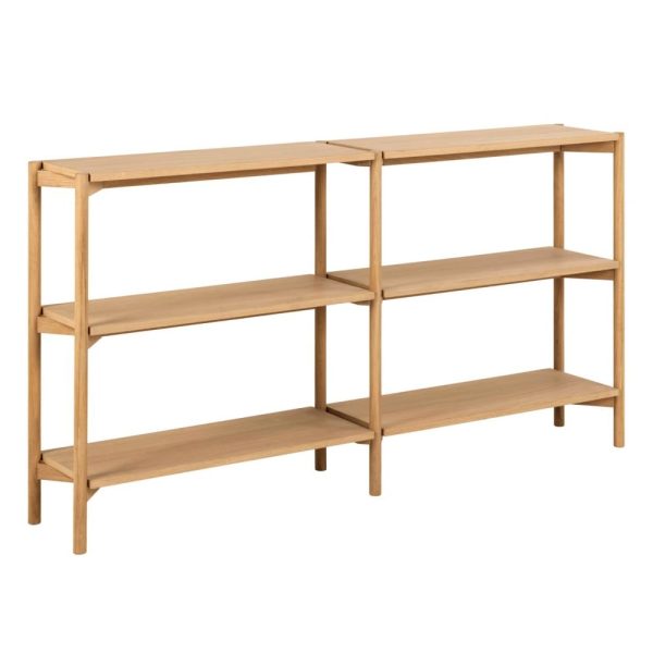 Benson Wide Wooden Bookcase With 4 Shelves In Oak | Bed Sava