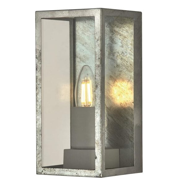 Berea Glass Outdoor Wall Light In Silver | Bed Sava