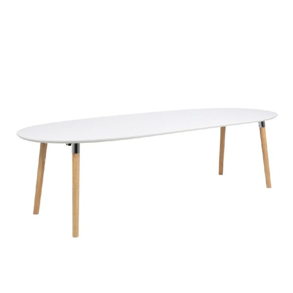 Bergen Wooden Dining Table Oval With Matt Oak Legs In White | Bed Sava
