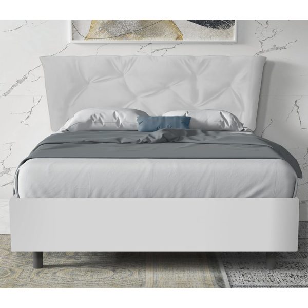 Berkeley Leather Small Double Bed In White | Bed Sava
