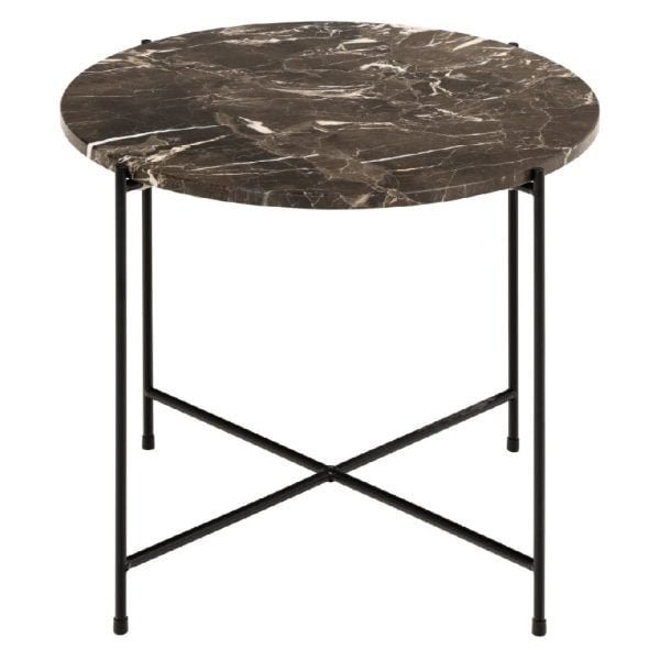 Berlin Marble Side Table Large With Metal Legs In Brown | Bed Sava