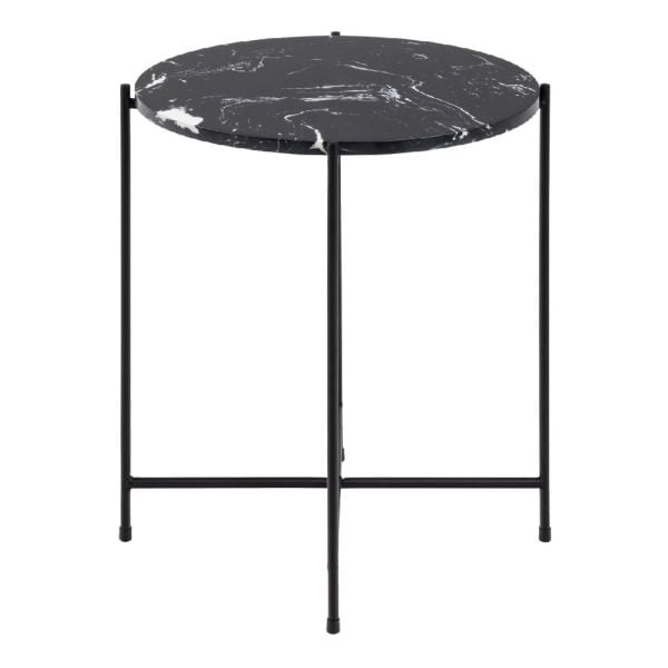 Berlin Marble Side Table Small With Metal Legs In Black | Bed Sava