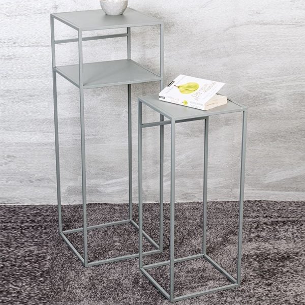 Bernalillo Metal Nest Of 2 Tables In Grey | Bed Sava