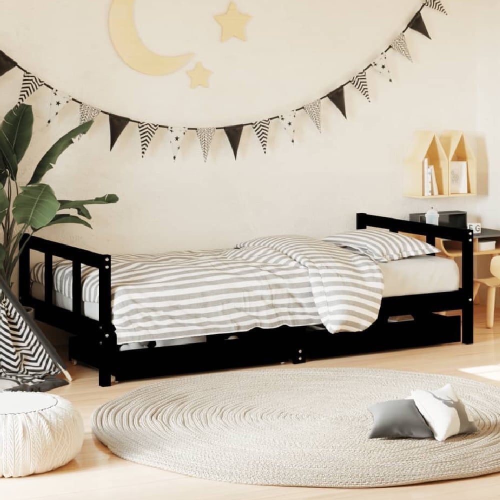 Berwyn 90x190cm Wooden Children Daybed In Black