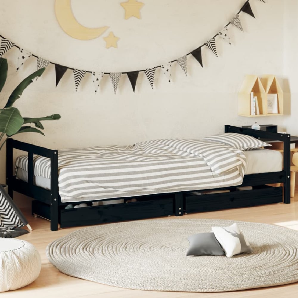 Berwyn 80x200cm Wooden Children Daybed In Black