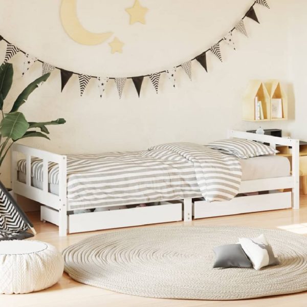 Berwyn 90x200cm Wooden Children Daybed In White | Bed Sava