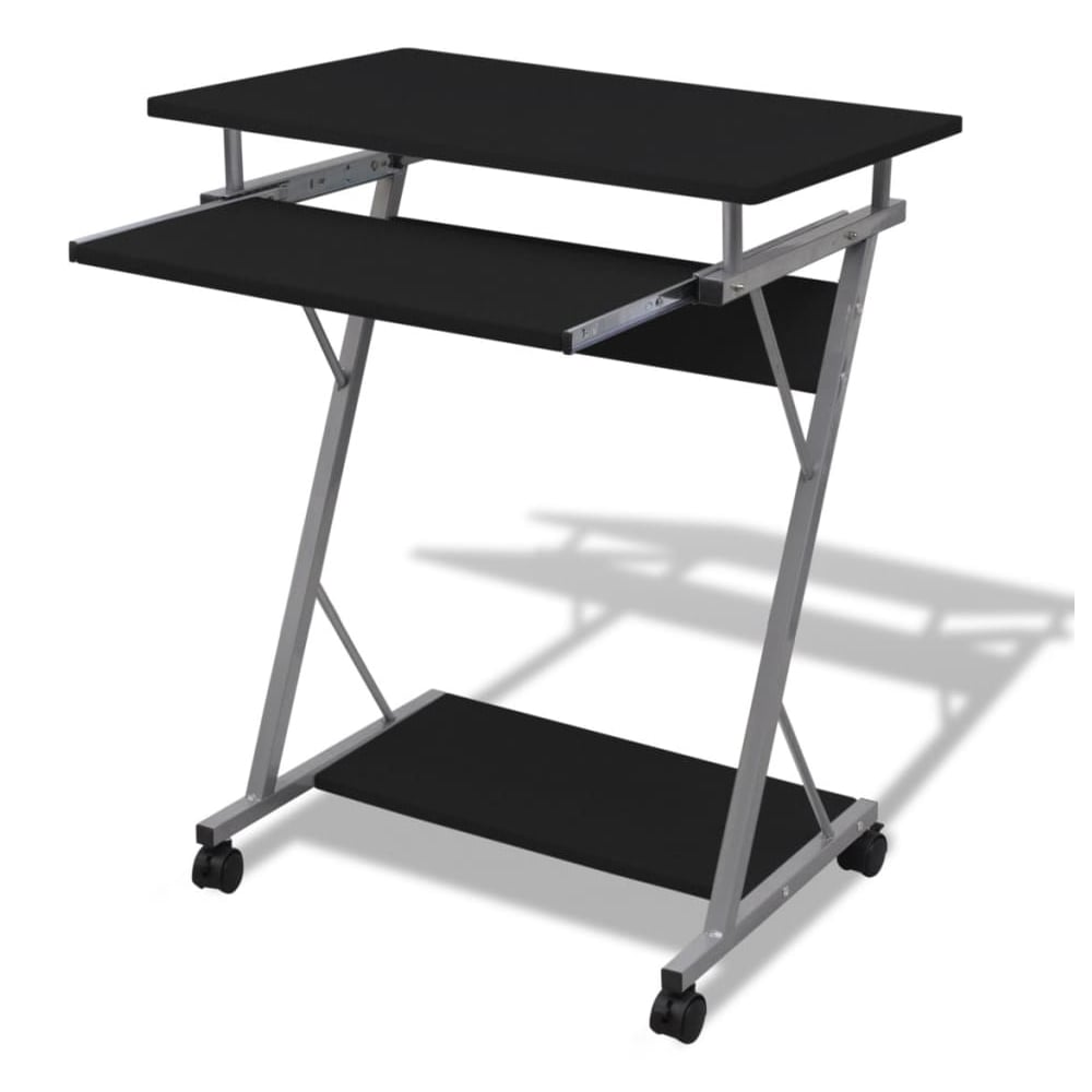 Berwyn Wooden Laptop Desk With 2 Shelves In Black