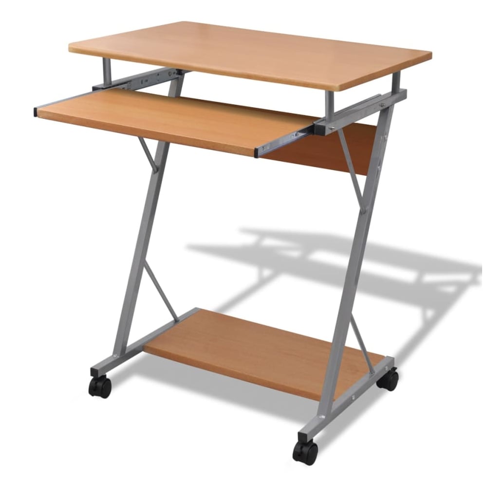 Berwyn Wooden Laptop Desk With 2 Shelves In Brown