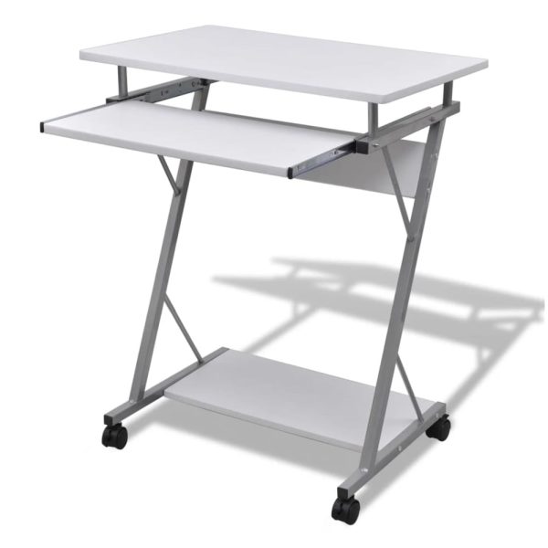 Berwyn Wooden Laptop Desk With 2 Shelves In White | Bed Sava