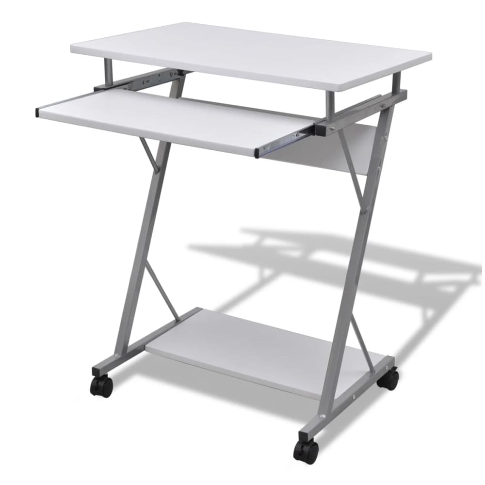 Berwyn Wooden Laptop Desk With 2 Shelves In White