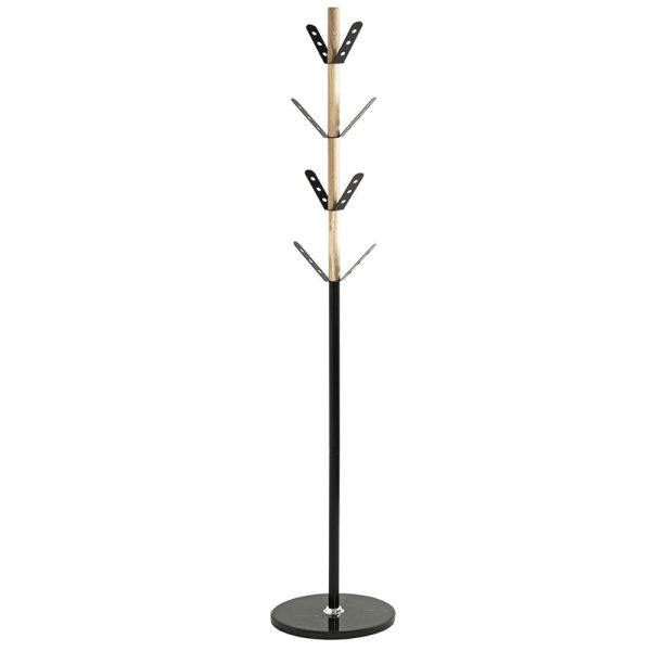 Bessemer Metal Coat Stand With Marble Base In Black Natural | Bed Sava