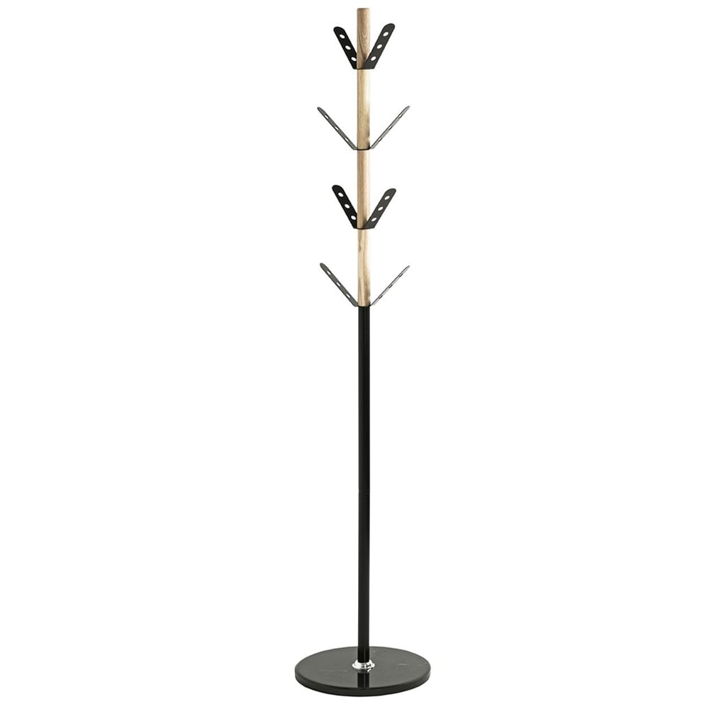 Bessemer Metal Coat Stand With Marble Base In Black Natural