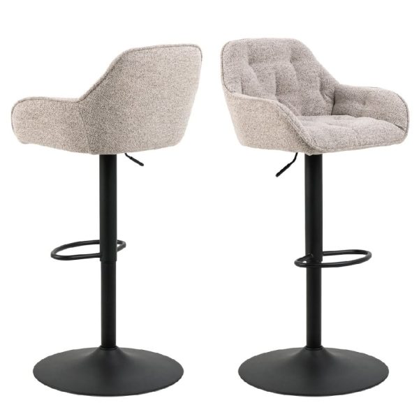 Bethel Monza Beige Fabric Bar Stools With Black Base In Pair | Bed Sava