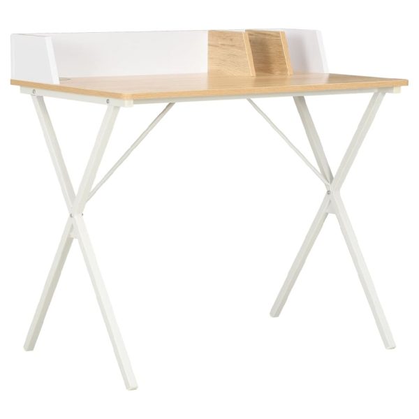 Beverly Wooden Laptop Desk In White And Oak | Bed Sava