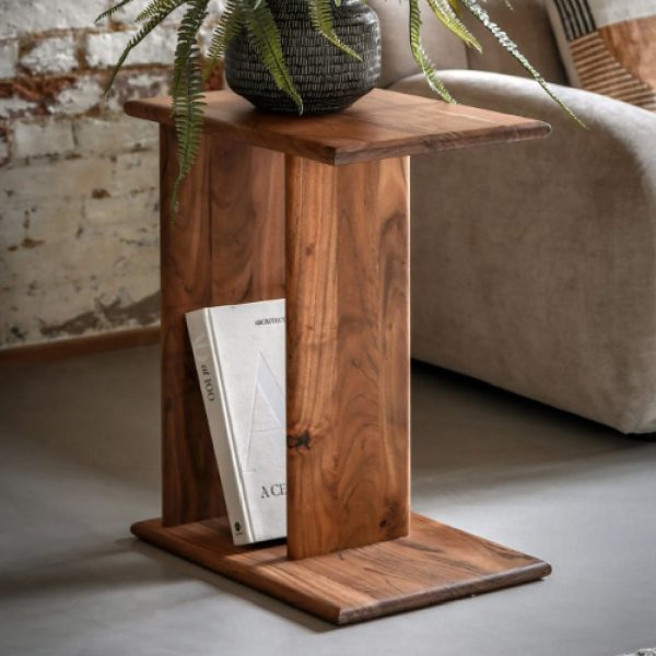 Beziers Wooden Side Table In Natural | Bed Sava