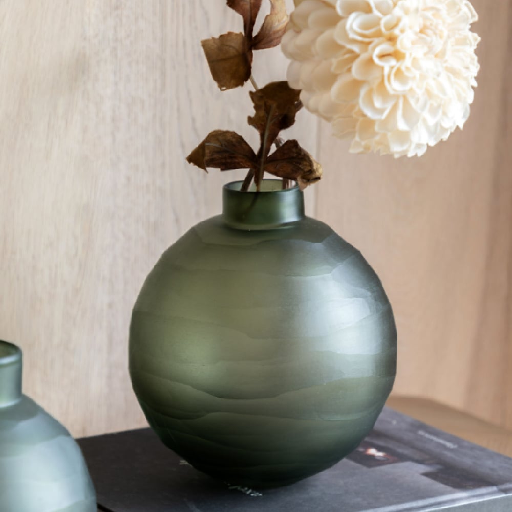 Bigfork Large Glass Globe Vase In Green