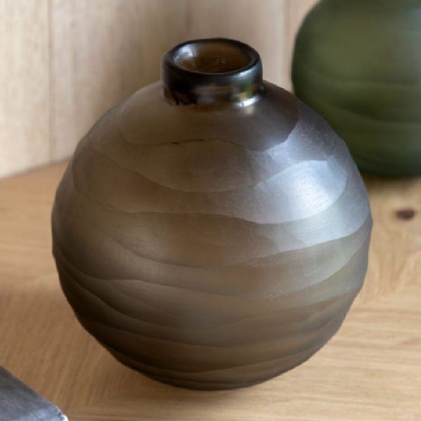 Bigfork Large Glass Globe Vase In Smoke | Bed Sava