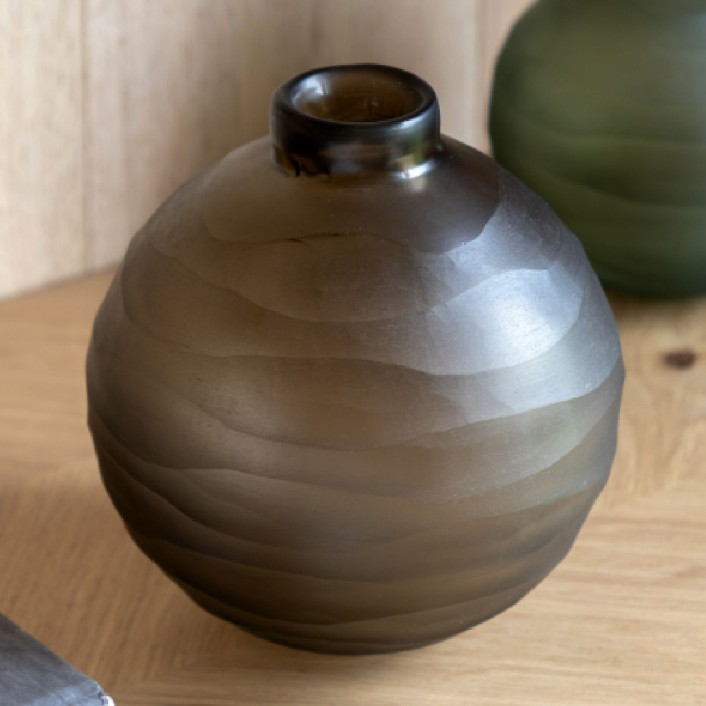 Bigfork Large Glass Globe Vase In Smoke