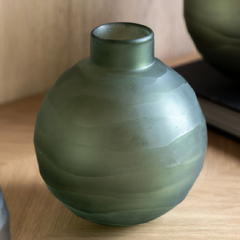 Bigfork Small Glass Globe Vase In Green