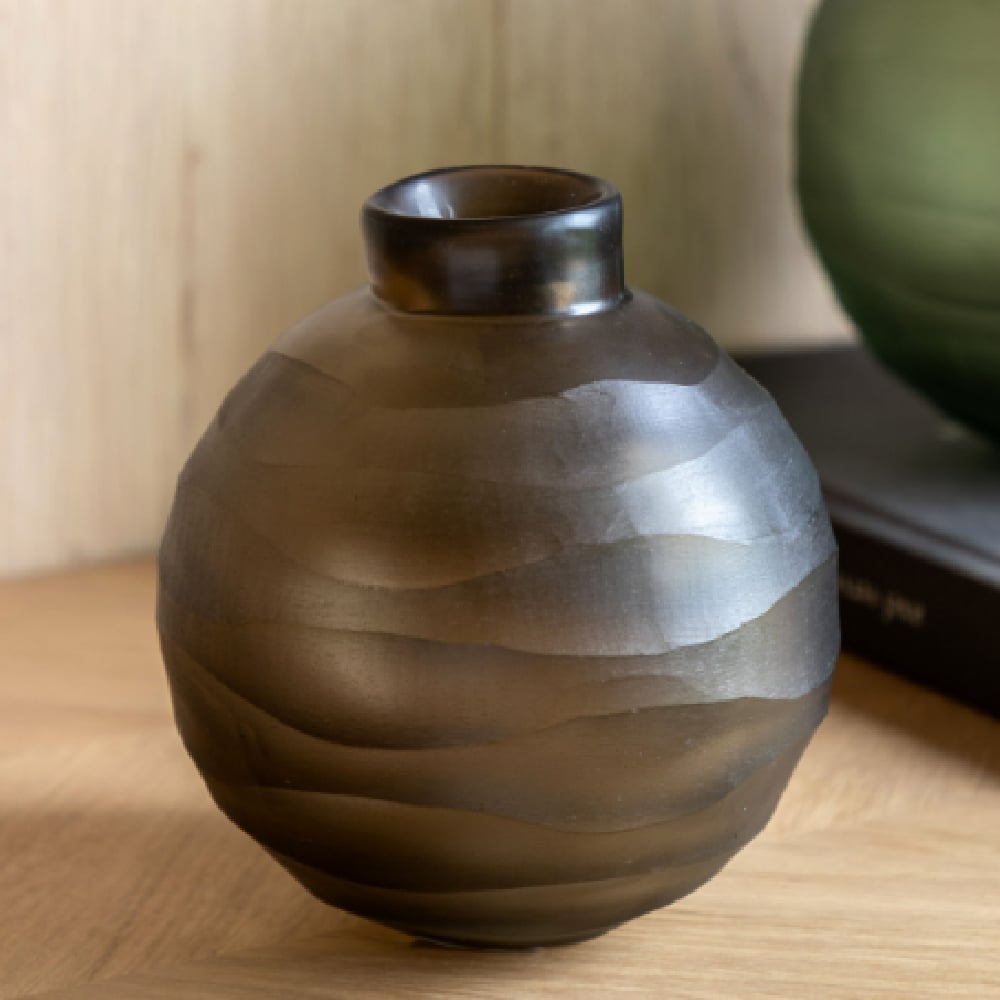Bigfork Small Glass Globe Vase In Smoke
