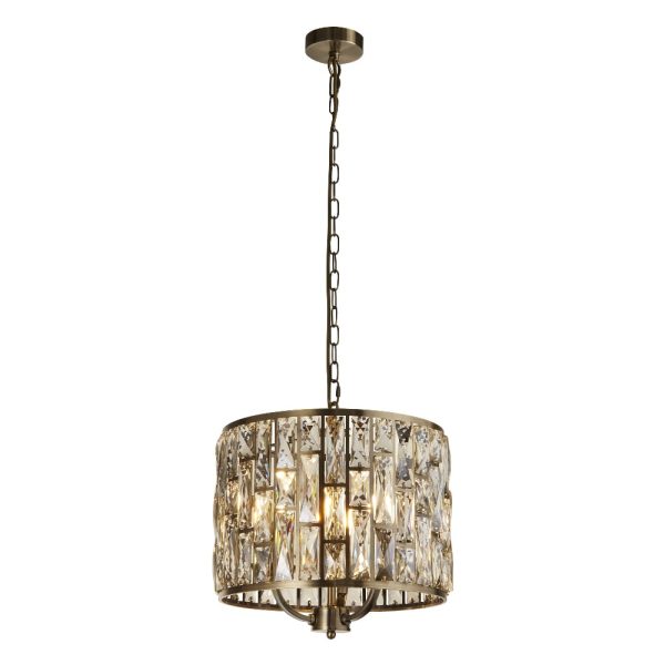 Bijou Champagne Glass Ceiling Pendant Light In Antique Brass | Bed Sava