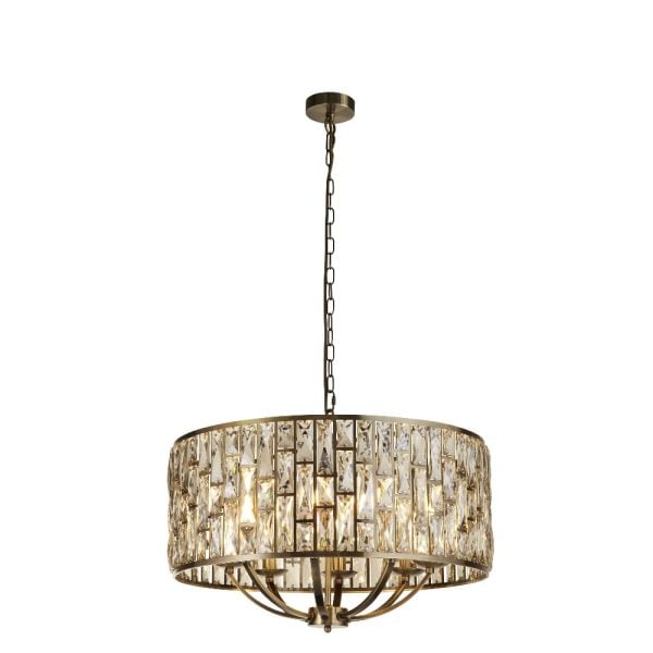 Bijou Champagne Glass Pendant Light Large In Antique Brass | Bed Sava