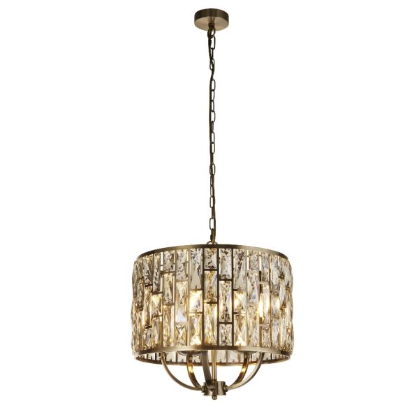Bijou Champagne Glass Pendant Light Small In Antique Brass | Bed Sava
