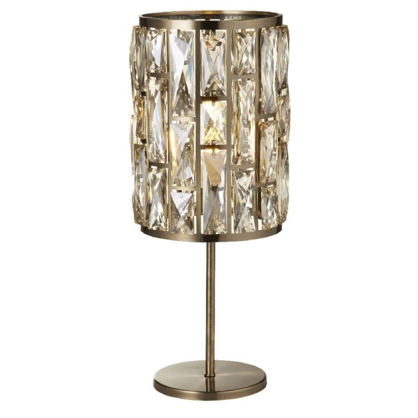 Bijou Champagne Glass Table Lamp In Antique Brass | Bed Sava