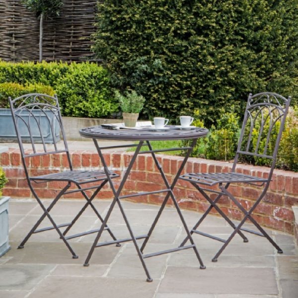 Bilbao Metal 2 Seater Bistro Set In Distressed Brown | Bed Sava