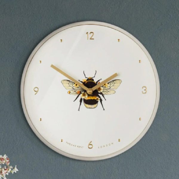 Bilbao Metal Bee In Bloom Wall Clock In Natural Frame | Bed Sava
