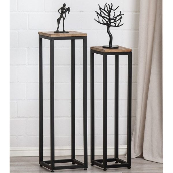 Bilbao Metal Set Of 2 Decorative Pillar In Brown And Black | Bed Sava